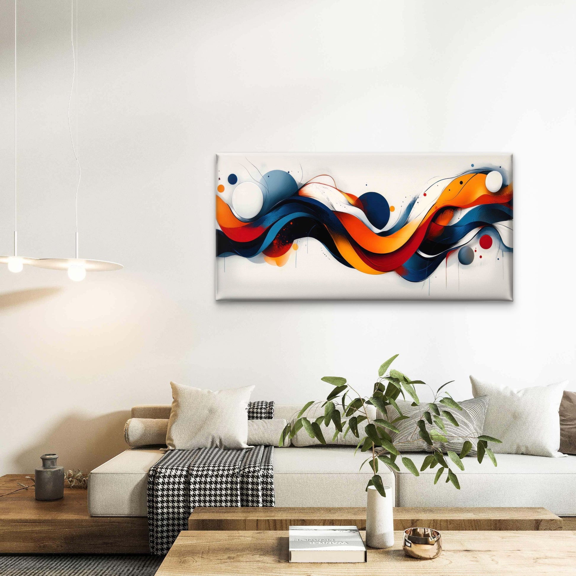Vibrant Swirling Abstract Art Wall Art Canvas Office Home Room Framed 120x60cm - Bella Home Decor
