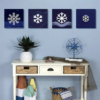 4pcs  Seasons art Symbolism Snowflake    Wall Art Canvas Framed