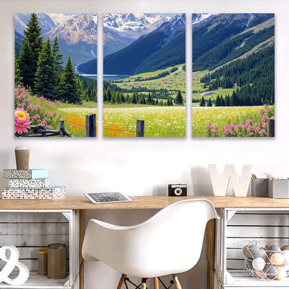 3pcs Scenic Mountain Lake Landscape Poster Wall Art Set Canvas Framed 40x60cm - High Quality Print 100% Australian Made Wall Canvas Ready to Hang