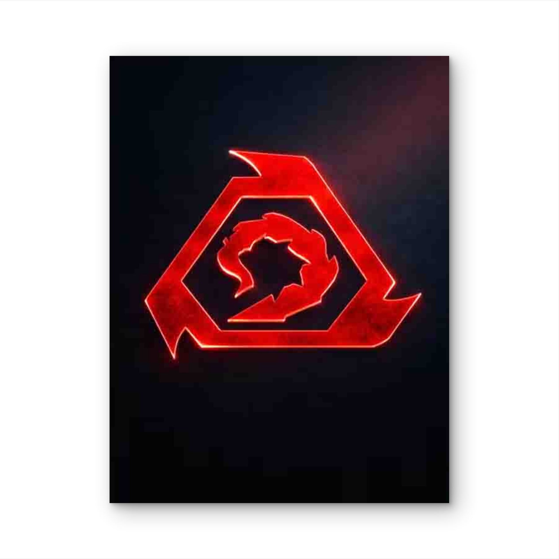 Red Hexagon Emblem 40x60cm Metal Print Ready to Hang - Bella Home Decor