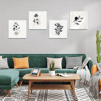 4pcs Black Fruit Wall Art Canvas Framed