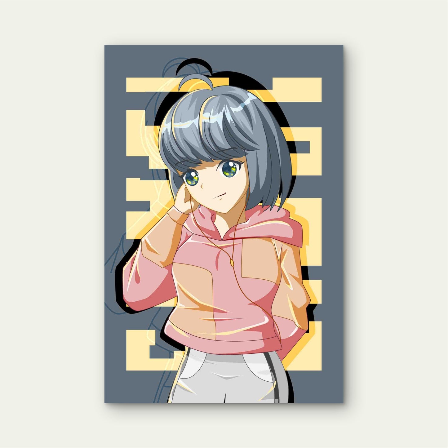 Cute and Cool Girl with Jacket 60x90cm Metal Print Ready to Hang