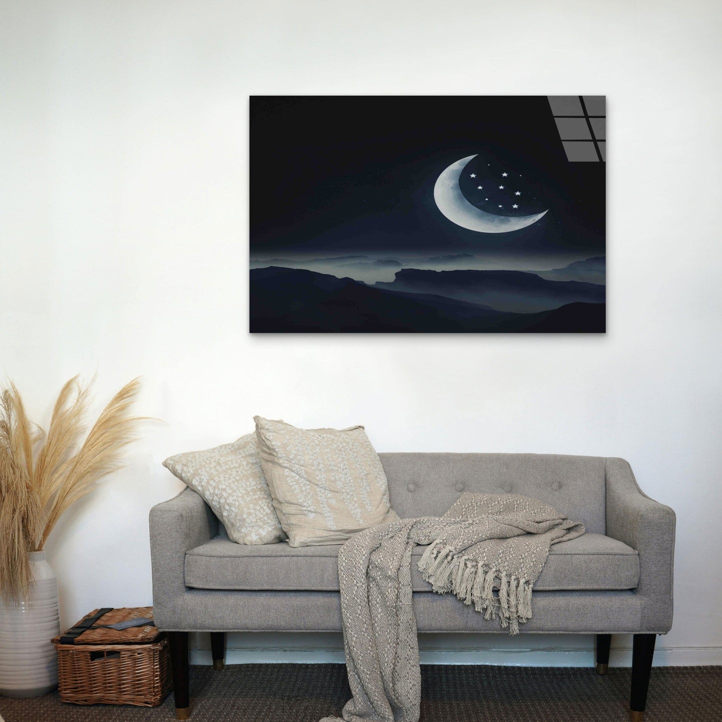 Surreal Mountain Moon Tempered Glass Printing Wall Art Australian Made Quality