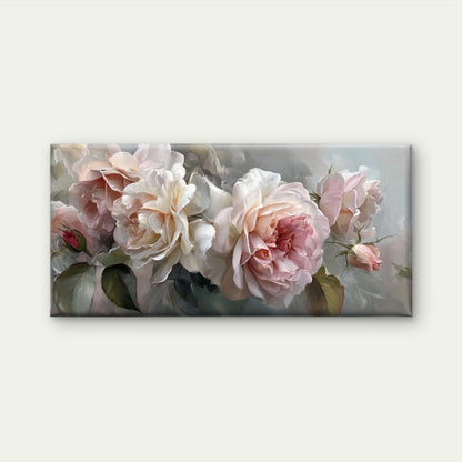 Pink Roses in Bloom Floral Wall Art Canvas Office Home Room Framed 120x60cm