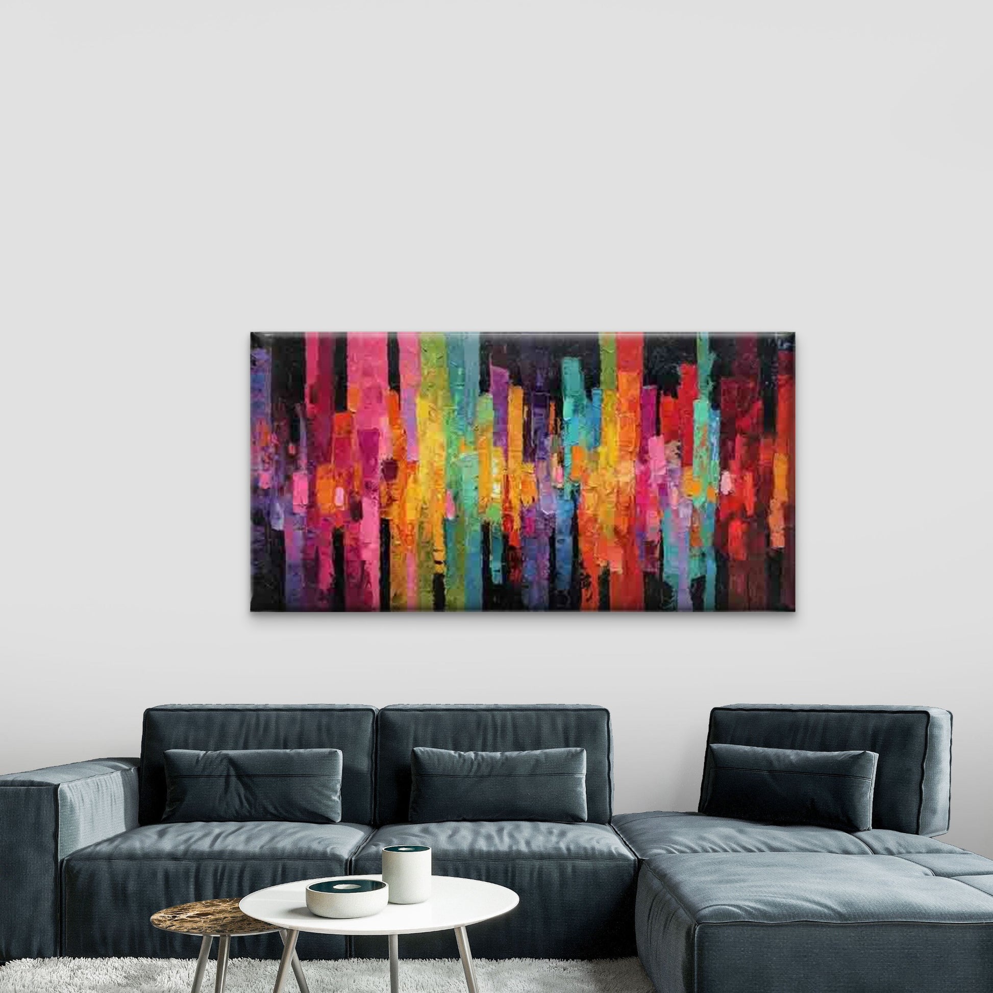 Urban Skyline Abstract Cityscap Wall Art Canvas Office Home Room Framed 120x60cm - Bella Home Decor
