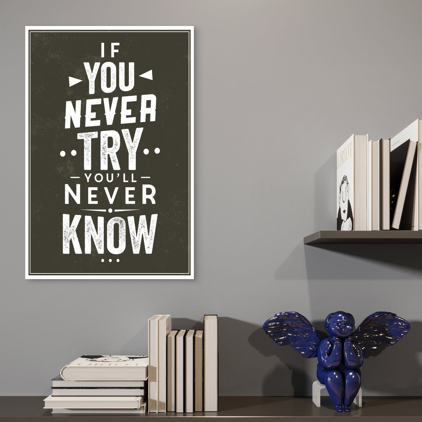 You Never Try Dark Grunge Style 40x60cm Metal Print Ready to Hang