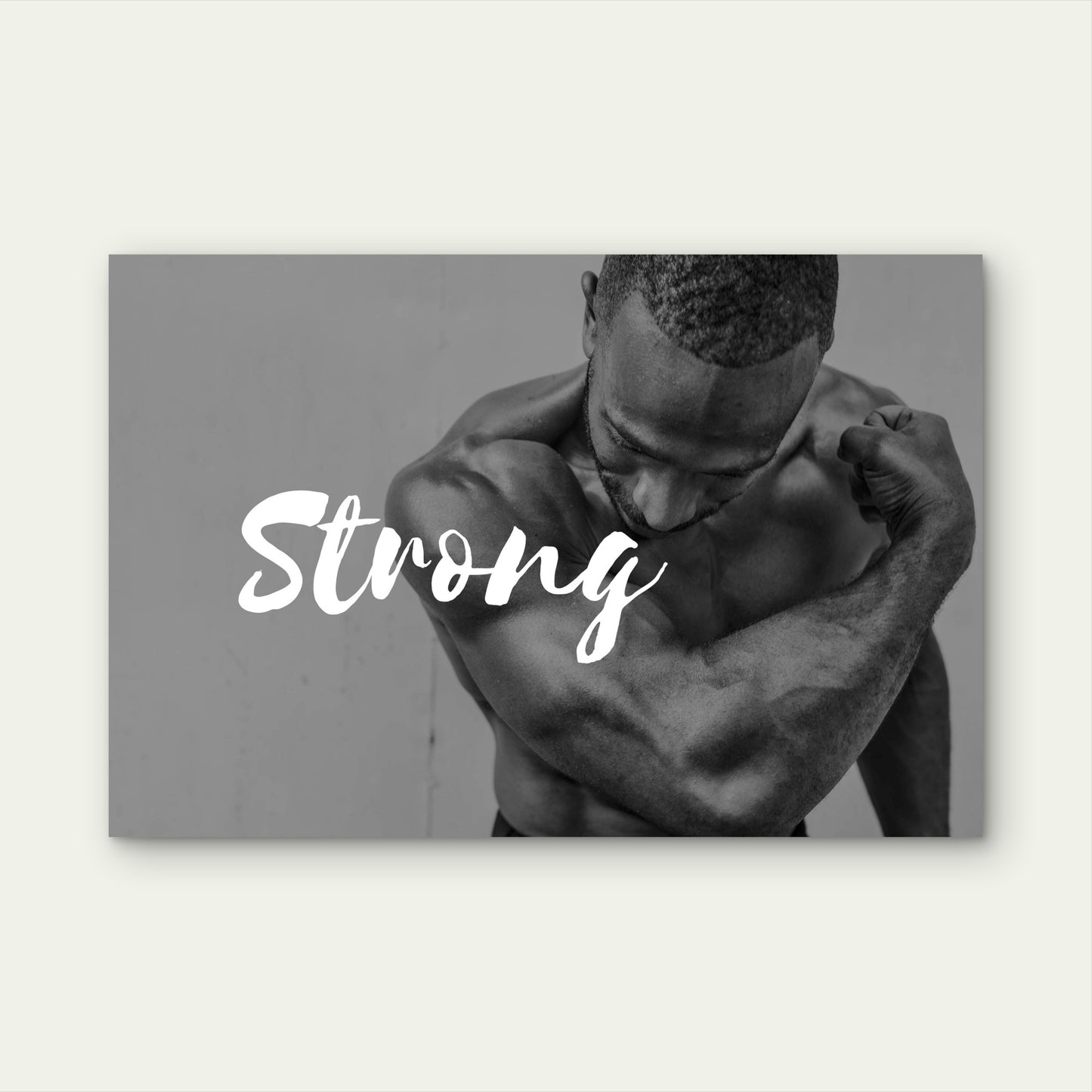 Strong Male Athlete Bicep Flex Motivational Black And White 5mm thick Plastic Poster Ready to Hang 90x60cm