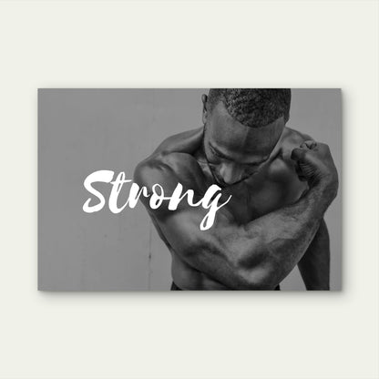 Strong Male Athlete Bicep Flex Motivational Black And White 5mm thick Plastic Poster Ready to Hang 90x60cm