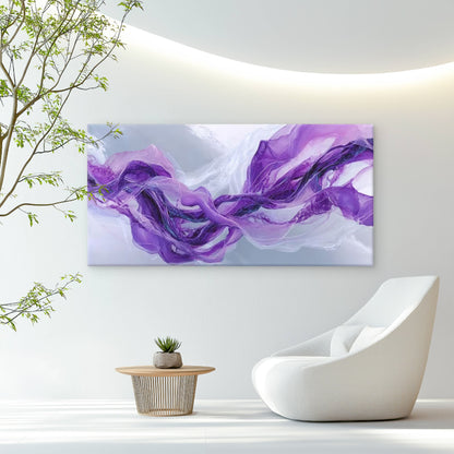 Purple Soft Waves Design Wall Art Canvas Office Home Room Framed 120x60cm