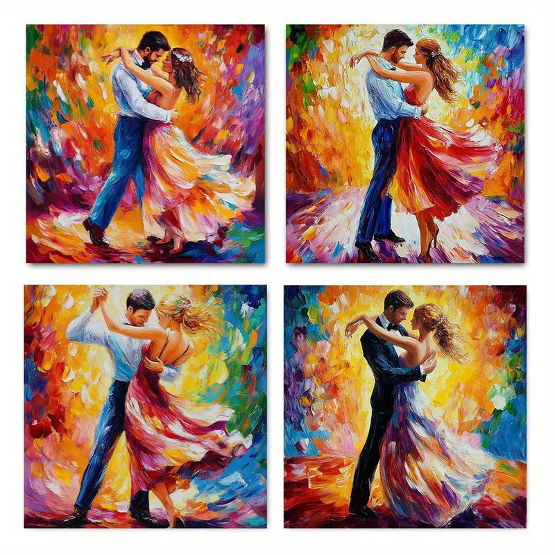 4pcs  Couple Dance Waltz  CW     Wall Art Canvas Framed