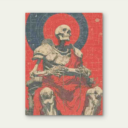 Retro Gamer Skeleton Design Metal Print Ready to Hang