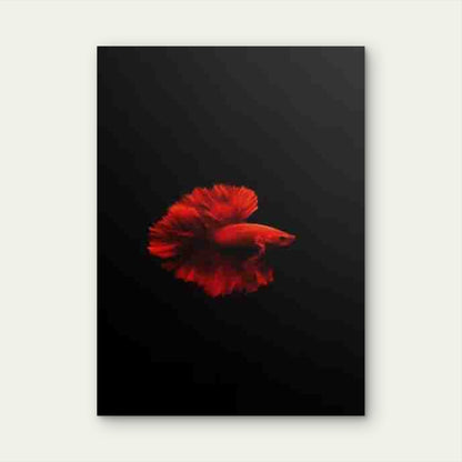 Red Betta Fish Painting Metal Print Ready to Hang - Bella Home Decor