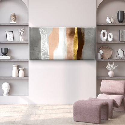 Abstract Blush Pink Brown Stripe Wall Art Canvas Office Home Framed 120x60cm
