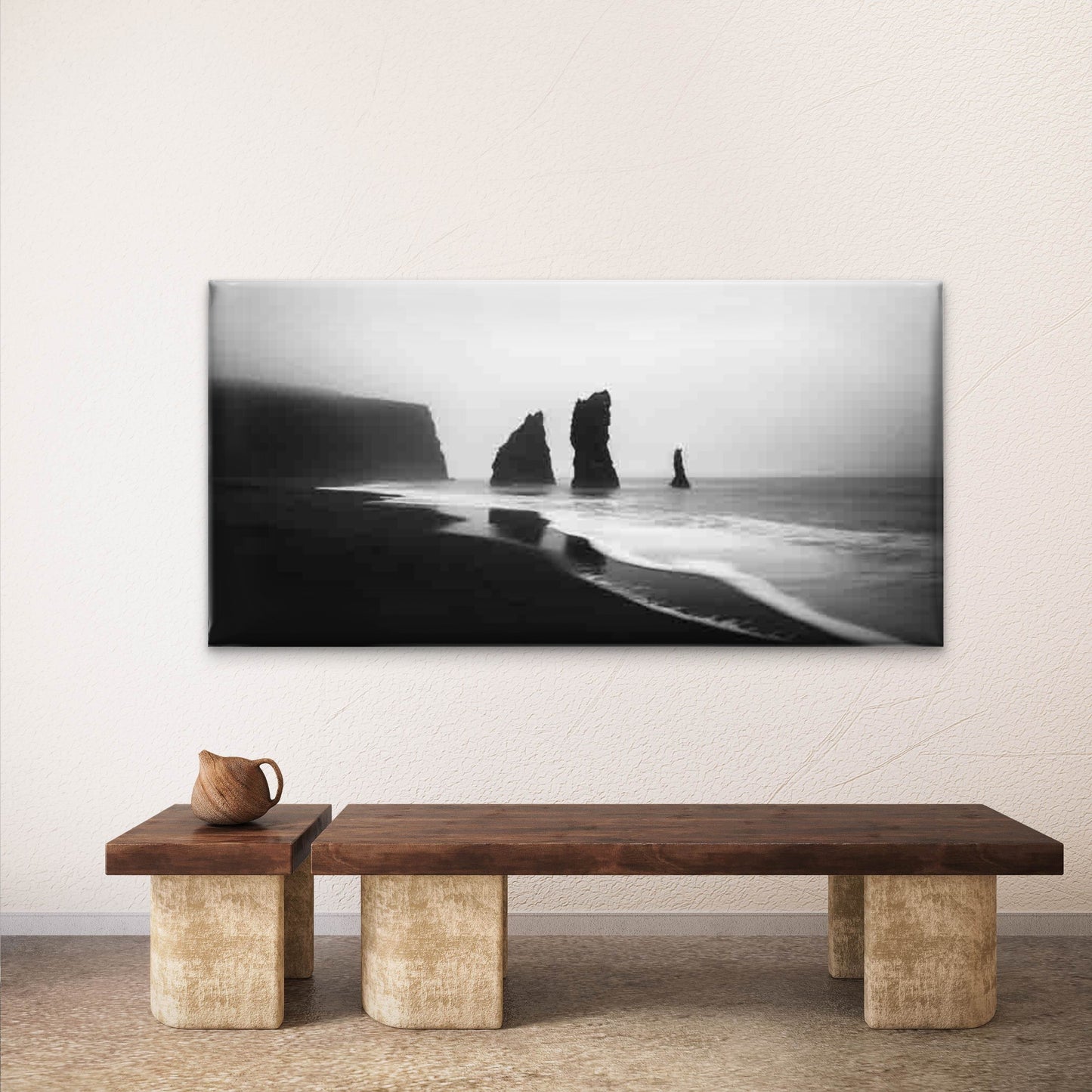 Black And White Coastal Landscape Wall Art Canvas Office Home Room Framed 120x60cm - Bella Home Decor