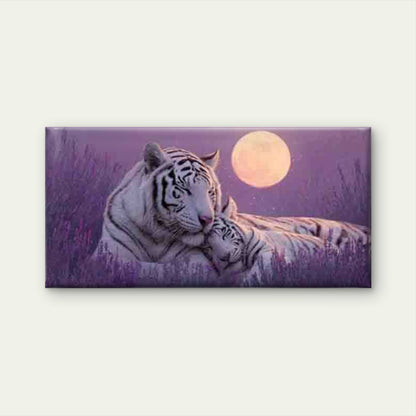 White Tiger Couple Wall Art Canvas Office Home Room Framed 120x60cm