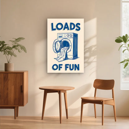 Washing Machine Outlined in Blue Lines 40x60cm Metal Print Ready to Hang - Bella Home Decor