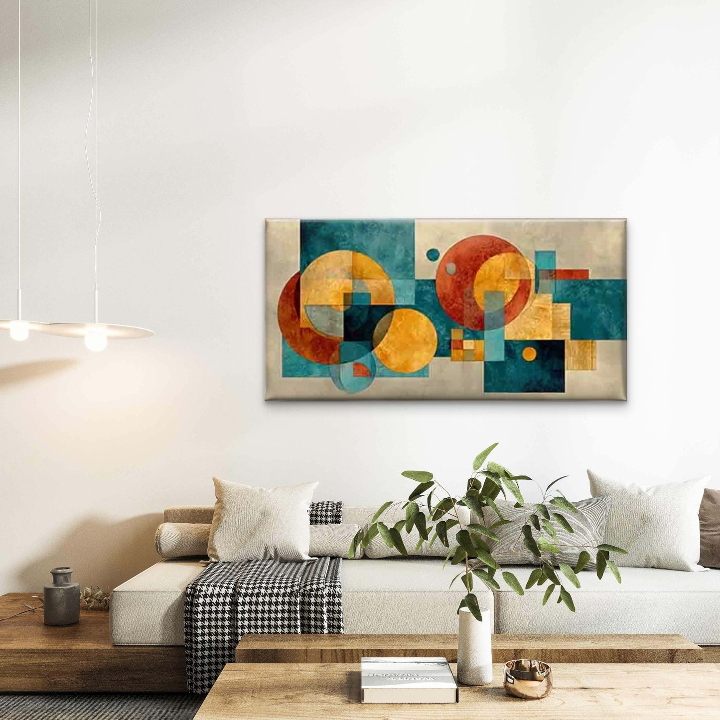 Geometric Abstract Wall Art Canvas Office Home Room Framed 120x60cm - Bella Home Decor