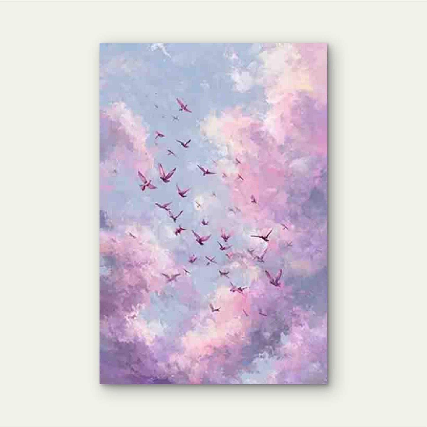 Pink & Purple Dream Clouds & Flying Birds Metal Print Ready to Hang