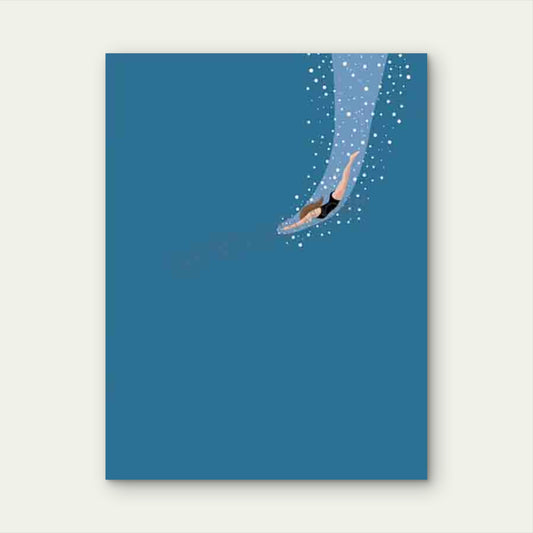 Retro Underwater Dive Artwork, 40x60cm Metal Print Ready to Hang