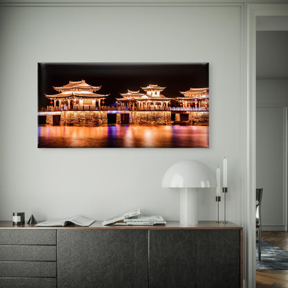 Glowing Pavilions of China Wall Art Canvas Office Home Room Framed 120x60cm