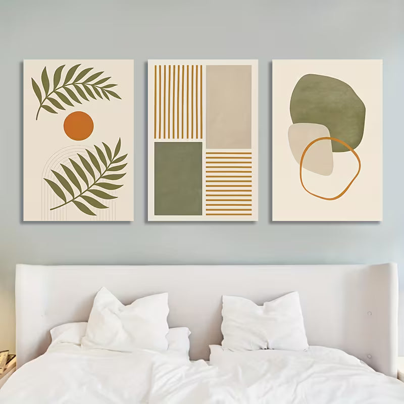 3pcs Modern Geometric Abstract Wall Art Set Canvas Framed 40x60cm - High Quality Print 100% Australian Made Wall Canvas Ready to Hang