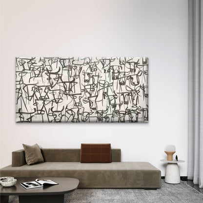Minimalist Cow Face Ink Drawing Wall Art Canvas Office Home Room Framed 120x60cm