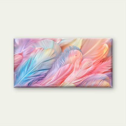 Abstract Pastel Feather Wall Art Canvas Office Home Room Framed 120x60cm - Bella Home Decor