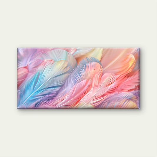 Abstract Pastel Feather Wall Art Canvas Office Home Room Framed 120x60cm