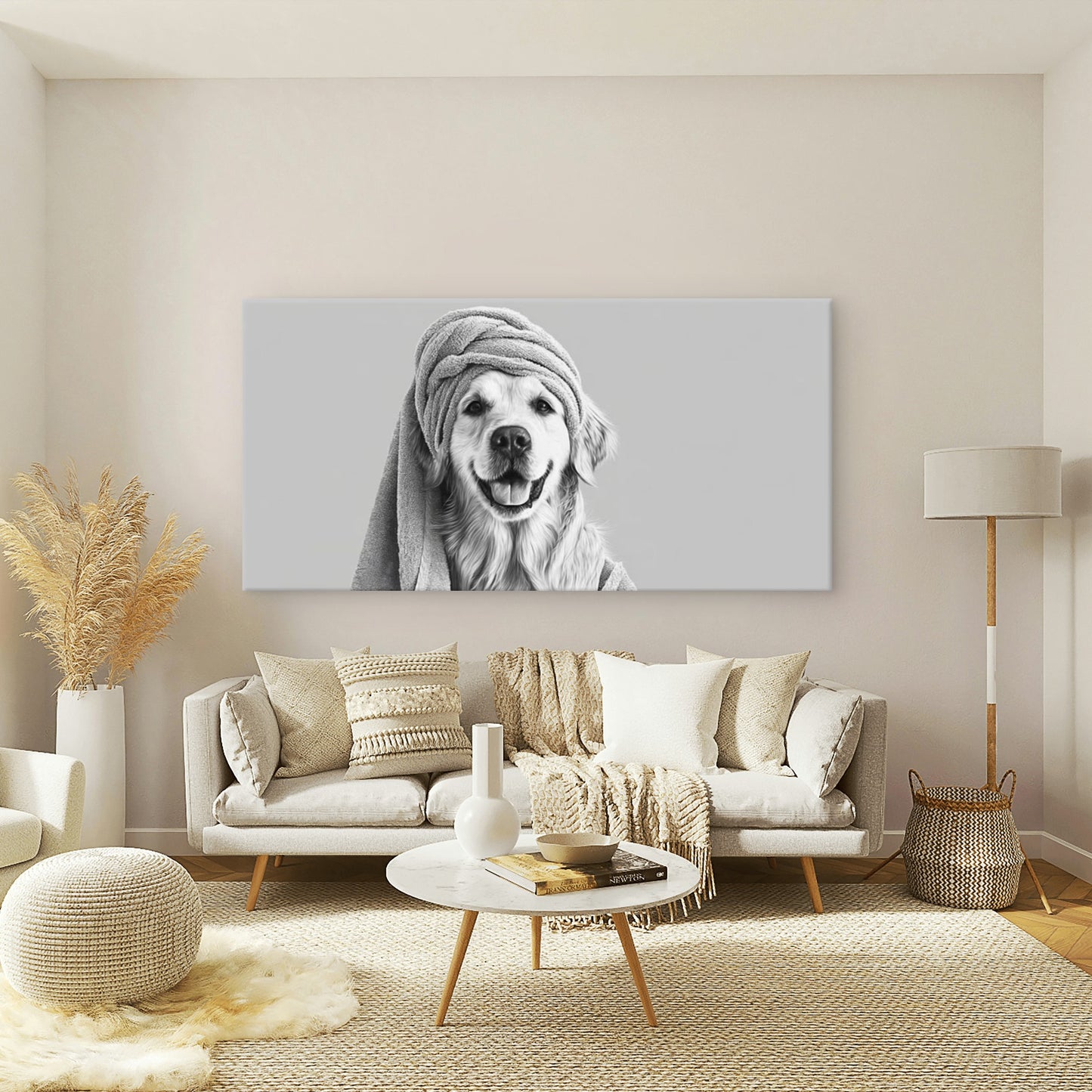 Smiling Labrador Retriever Wall Art Canvas Office Home Room Framed 120x60cm