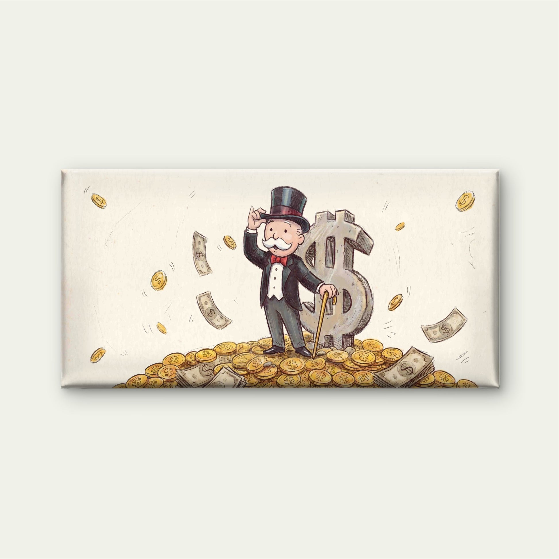 Tuxedo Gentleman Money Art Wall Art Canvas Office Home Room Framed 120x60cm - Bella Home Decor