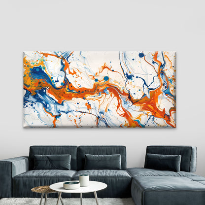 Blue White Swirls Abstract Wall Art Canvas Office Home Room Framed 120x60cm