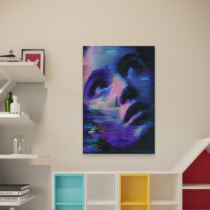 Digital Echoes Fragmented Face 60x90cm Metal Print Ready to Hang - Bella Home Decor