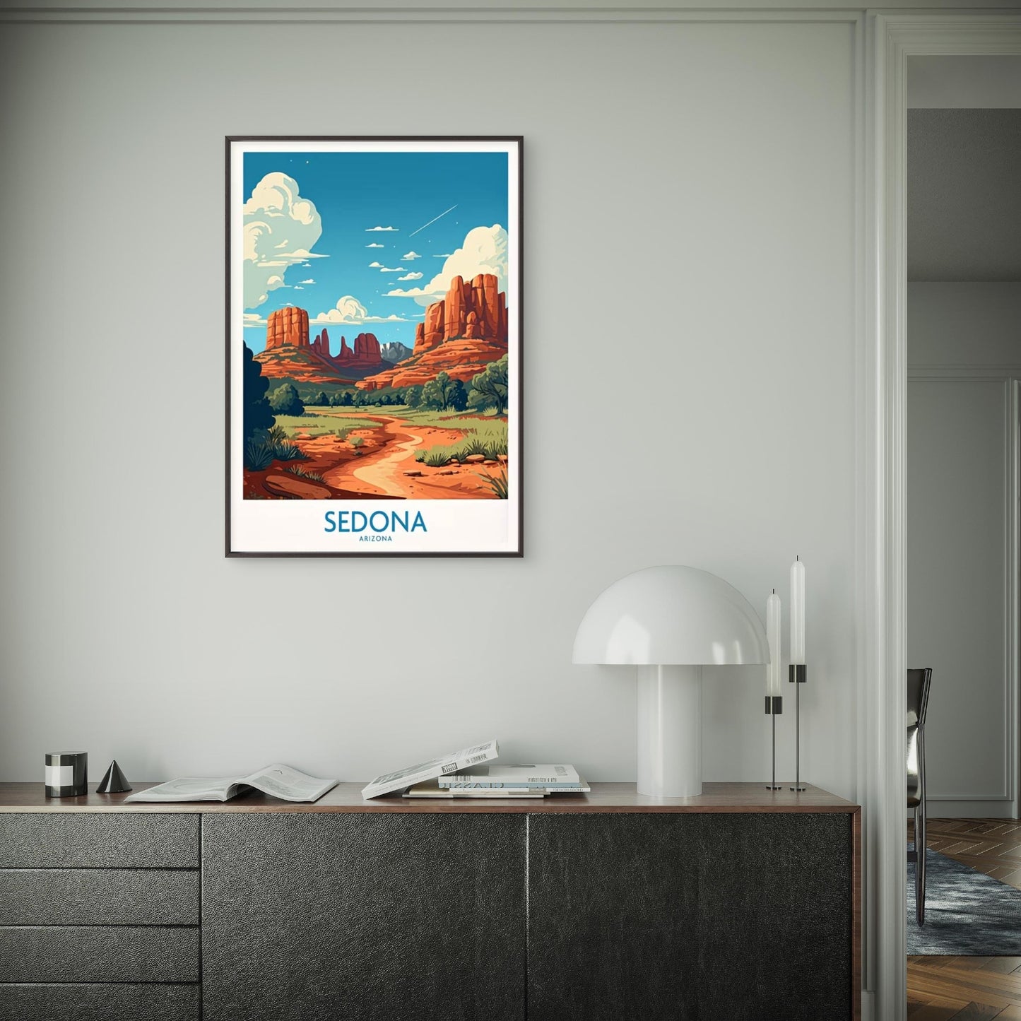 The Iconic Red Rock Spires Of Sedona Travel Poster Print Wall Art - Bella Home Decor