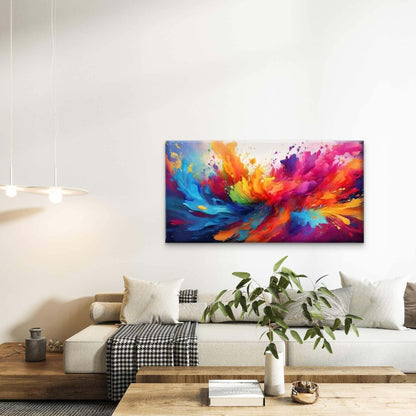 Vibrant Abstract Paint Splash Wall Art Canvas Office Home Room Framed 120x60cm - Bella Home Decor