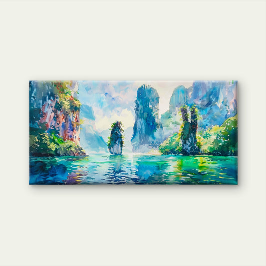 Tropical Limestone Islands Wall Art Canvas Office Home Room Framed 120x60cm