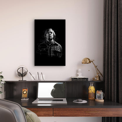 Haunting Bob-Cut Monochromatic 60x90cm Metal Print Ready to Hang - Bella Home Decor