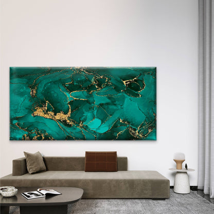Green Gold Pattern Background Wall Art Canvas Office Home Room Framed 120x60cm