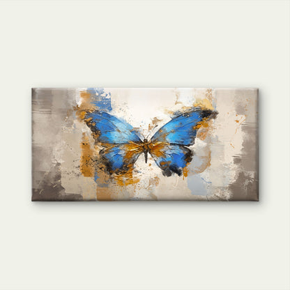 Blue Morpho Butterfly Gold Splash Wall Art Canvas Office Home Framed 120x60cm