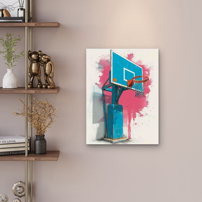 Modern Basketball Hoop Metal Print Ready to Hang