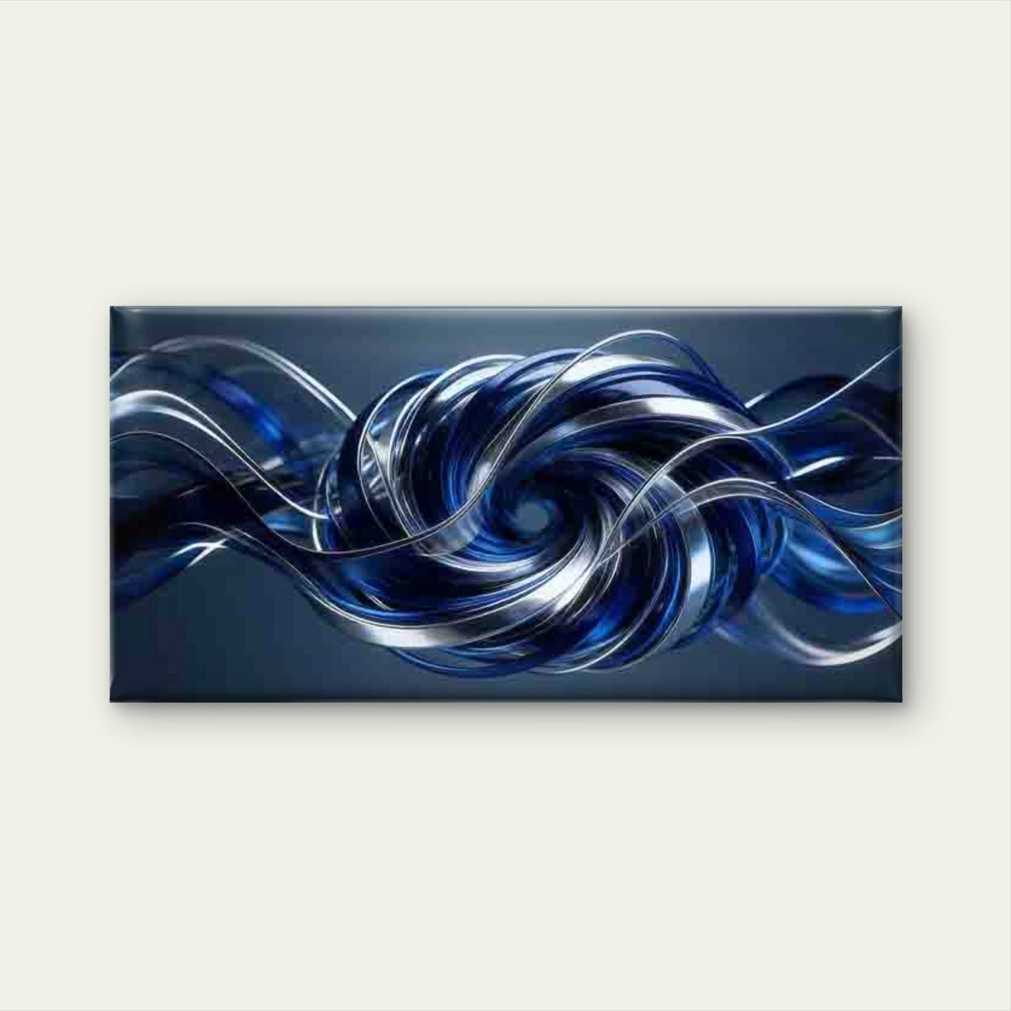 Abstract Blue And Silver Wall Art Canvas Office Home Room Framed 120x60cm