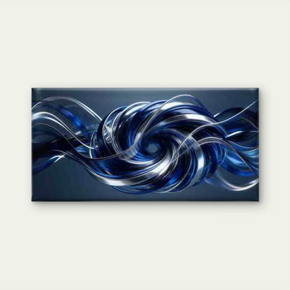 Abstract Blue And Silver Wall Art Canvas Office Home Room Framed 120x60cm