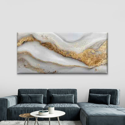 Golden Accent Abstract Line Art Wall Art Canvas Office Home Room Framed 120x60cm