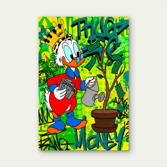 Royal Duck Growing Wealth Graffiti Art 40x60cm Metal Print Ready to Hang