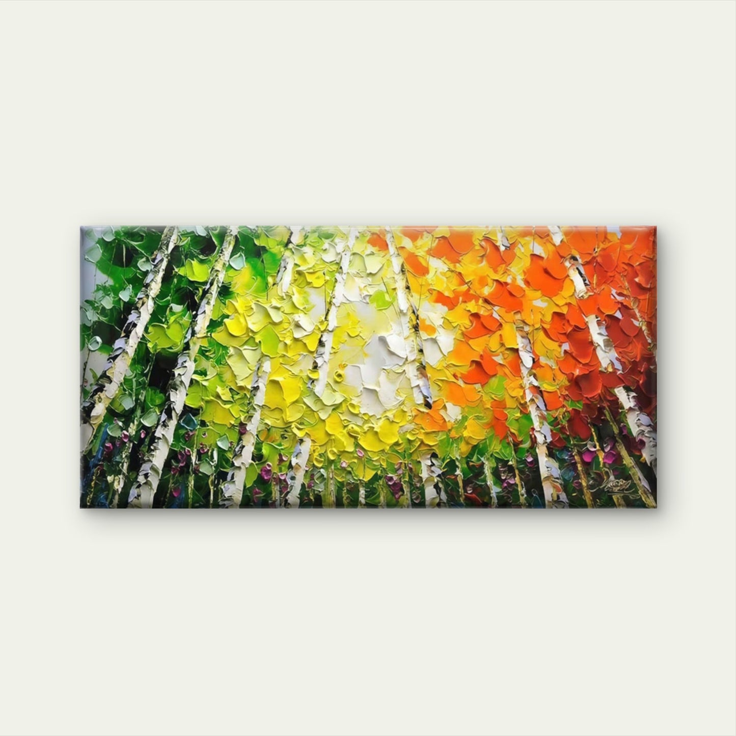 Colorful Birch Tree Landscape Wall Art Canvas Office Home Room Framed 120x60cm