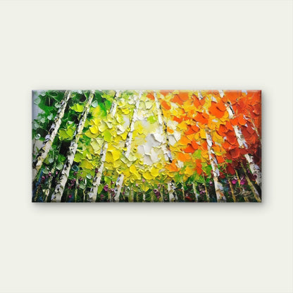 Colorful Birch Tree Landscape Wall Art Canvas Office Home Room Framed 120x60cm