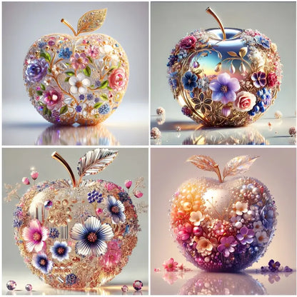 4pcs Apple Flower Wall Art Canvas Framed