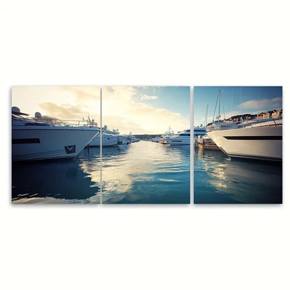 3pcs Salcombe Harbor Print Metal Print Ready to Hang Art