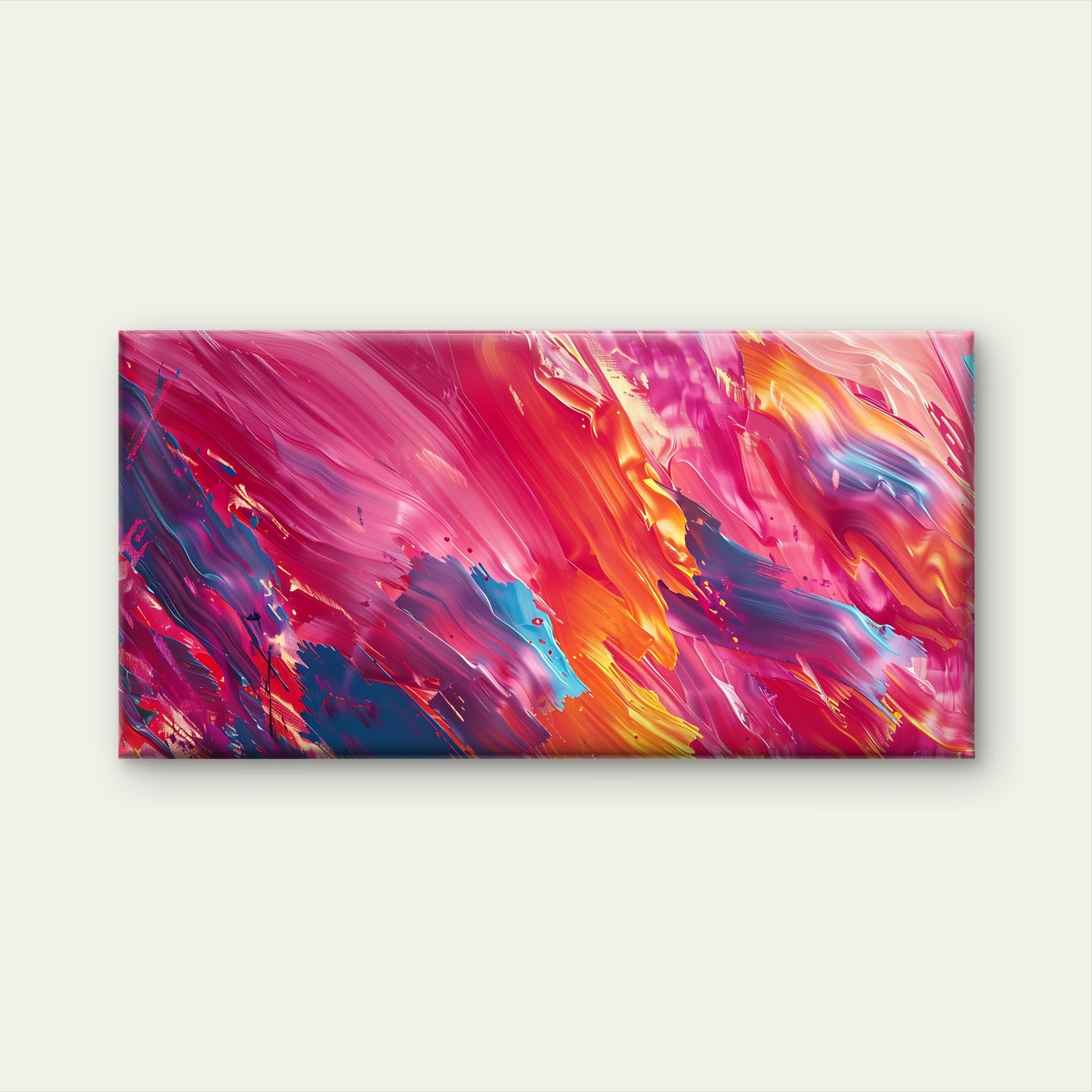 Vibrant Strokes Of Color Wall Art Canvas Office Home Room Framed 120x60cm