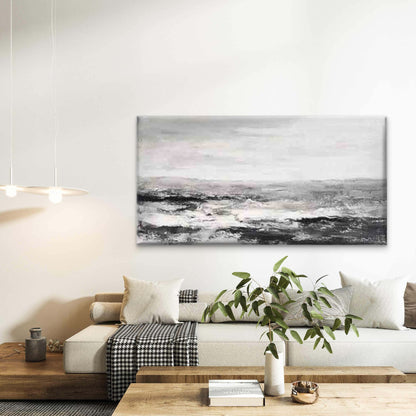 Black and White Coastal Wave Wall Art Canvas Office Home Room Framed 120x60cm - Bella Home Decor