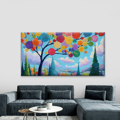 Abstract Multicolor Swirl Tree Wall Art Canvas Office Home Room Framed 120x60cm - Bella Home Decor